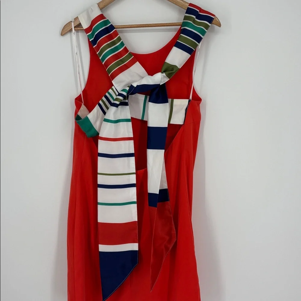 Lulus Joyful Orange Red Multi-Stripe Tie-Back Mini Dress Women’s Size Medium - Picture 9 of 9